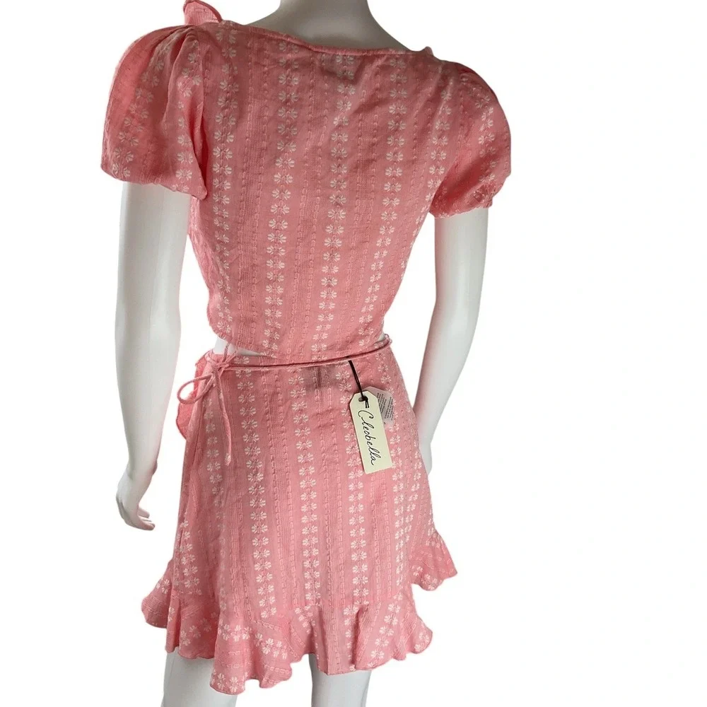 New‎ Revolve Cleobella Sydney Top and Rosie Skirt Ruffle Two Piece Pink XS